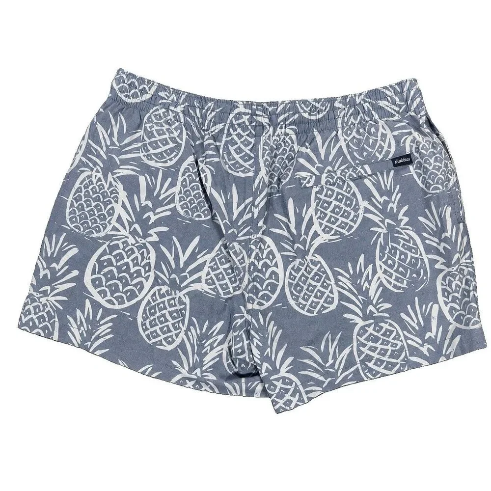 Chubbies The Thigh-Napples Swim Trunks Men L Blue Pineapple 4” Inseam